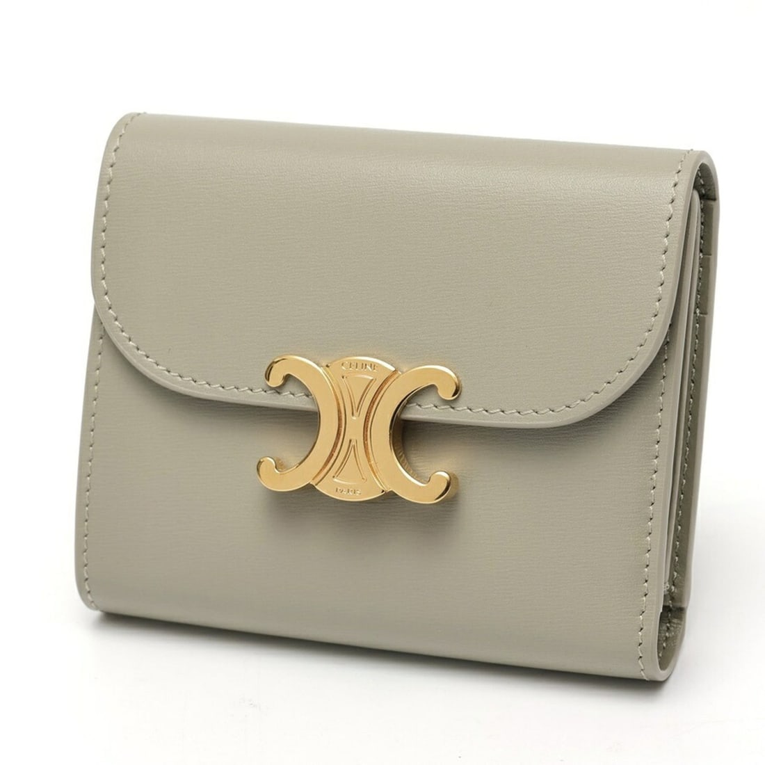 Celine Triomphe Small Wallet 10D78 Shiny Calfskin Sage E-159797 (1 of 9)