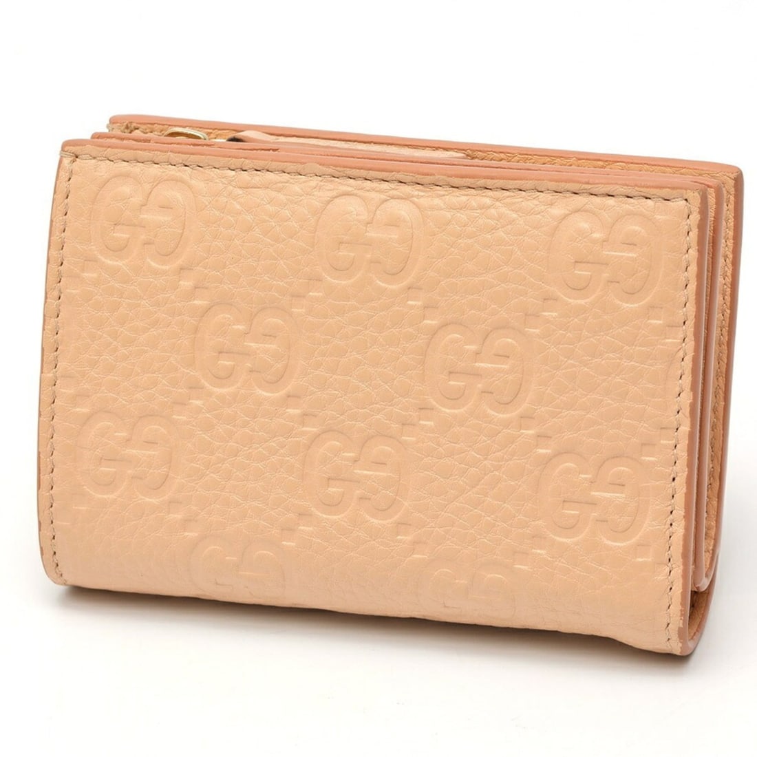 Gucci GG Emblem Medium Wallet 815874 Grain Leather Pink Beige S-159654 (1 of 16)