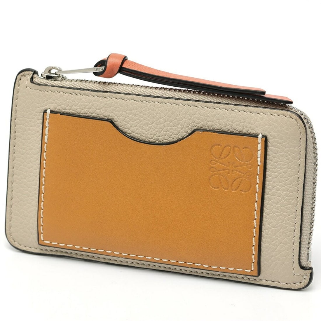LOEWE Coin Card Holder Case C660Z40X04 Soft Grain Calfskin Light Oat Honey RI-159755 (1 of 17)