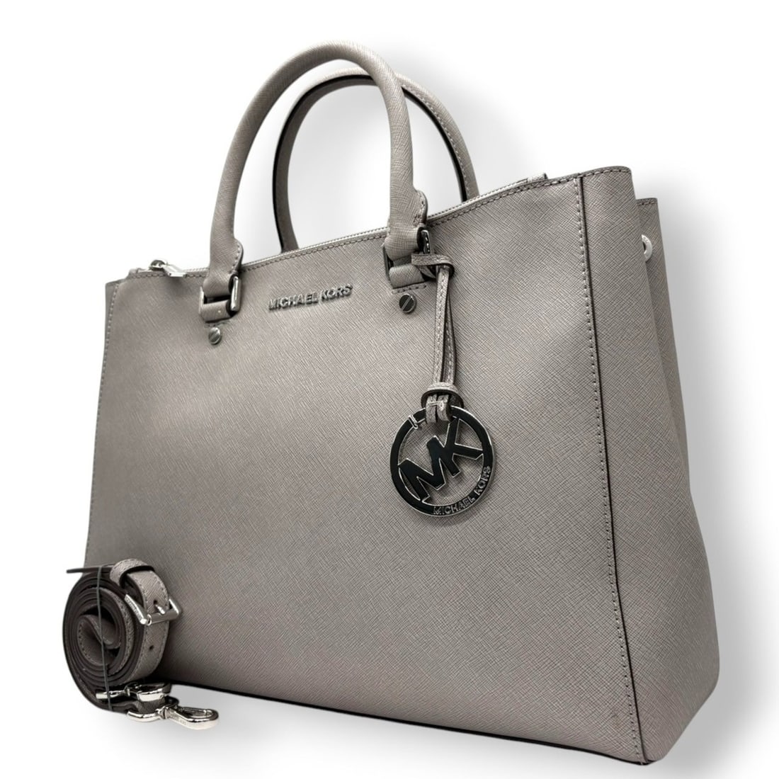 MICHAEL KORS Women's Saffiano Leather Shoulder Bag in Gray with Silver Hardware (1 of 20)