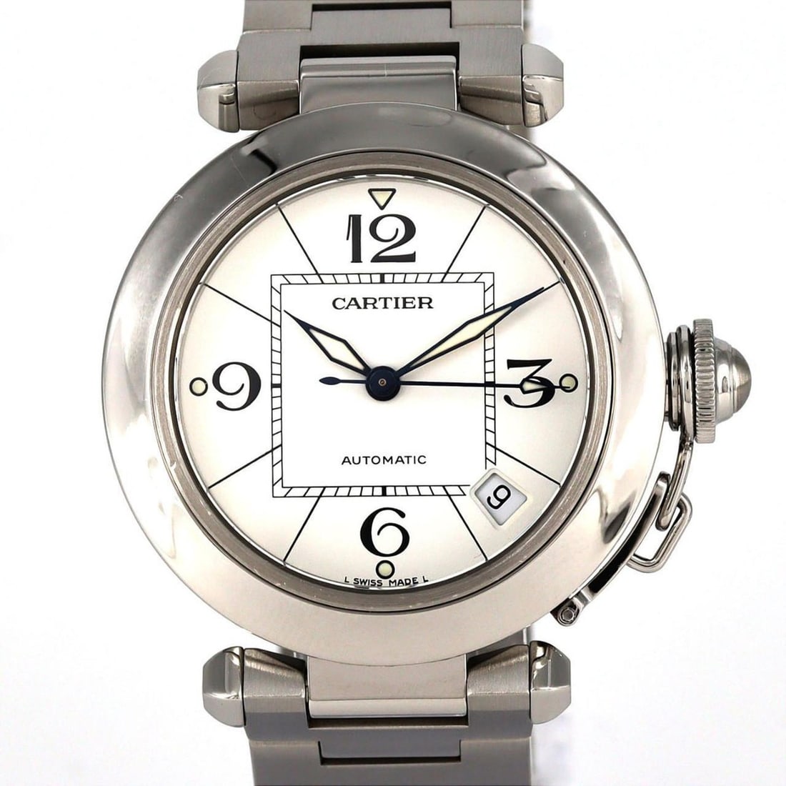 Cartier Pasha C W31074M7 Stainless Steel Automatic Watch: --- Catalog ---Category: SizeWrist Size: 19cm / 7.48''Case Diameter: 35mm / 1.38''Category: DesignType: WristwatchGender: Men,WomenColor (Dial): WhiteMaterial (Band): Stainless steelMaterial (Case):