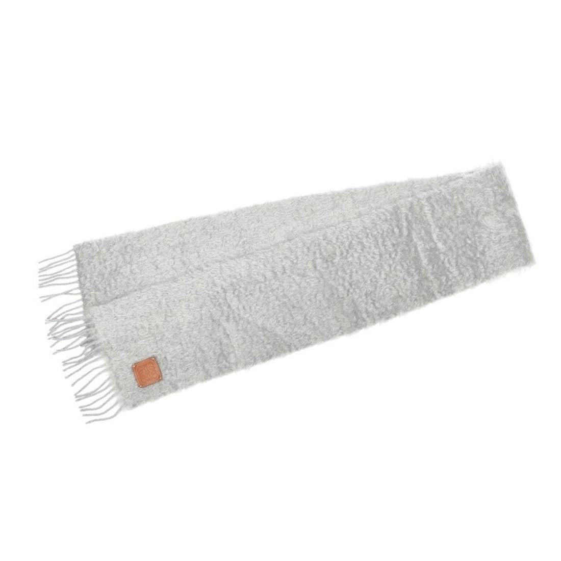 LOEWE Anagram Scarf Muffler F655254X01 Mohair Wool Light Gray S-160069 (1 of 9)