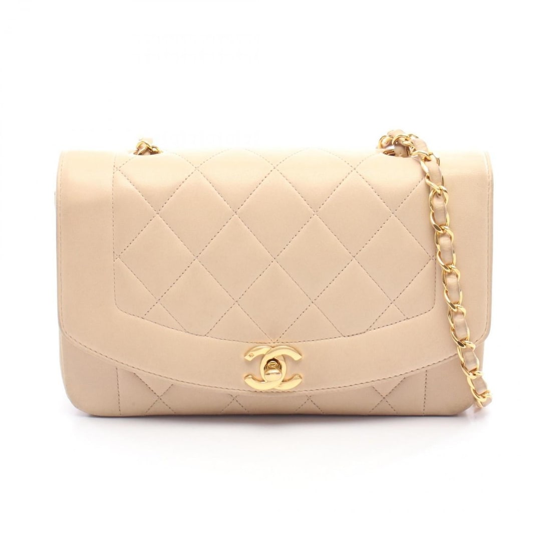 CHANEL Matelasse Diana Flap Shoulder Bag/Handbag in Lambskin Leather, Beige, Women's, 01164 (1 of 14)