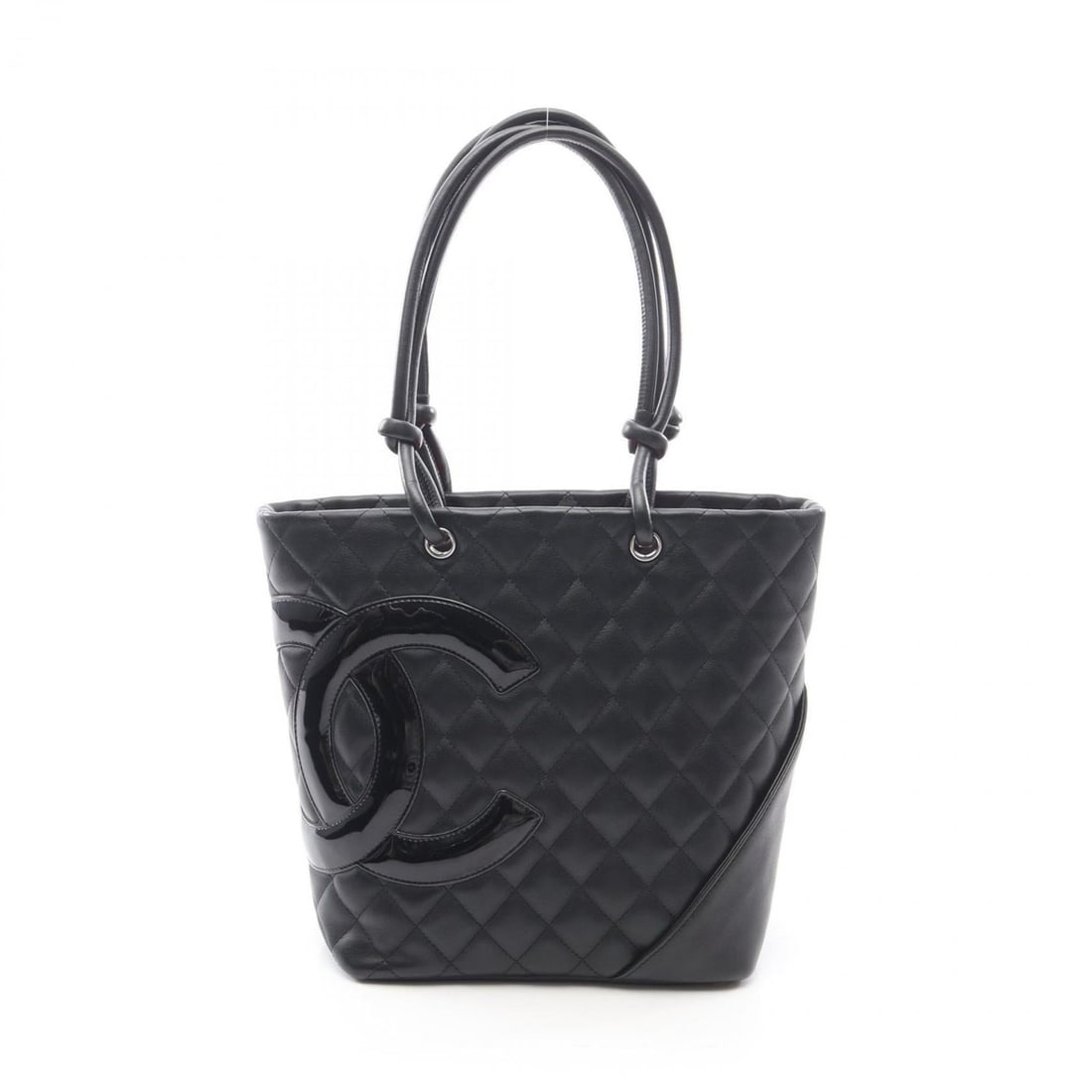 CHANEL Cambon Medium Tote Bag, Patent Leather, Women's, Black (1 of 20)