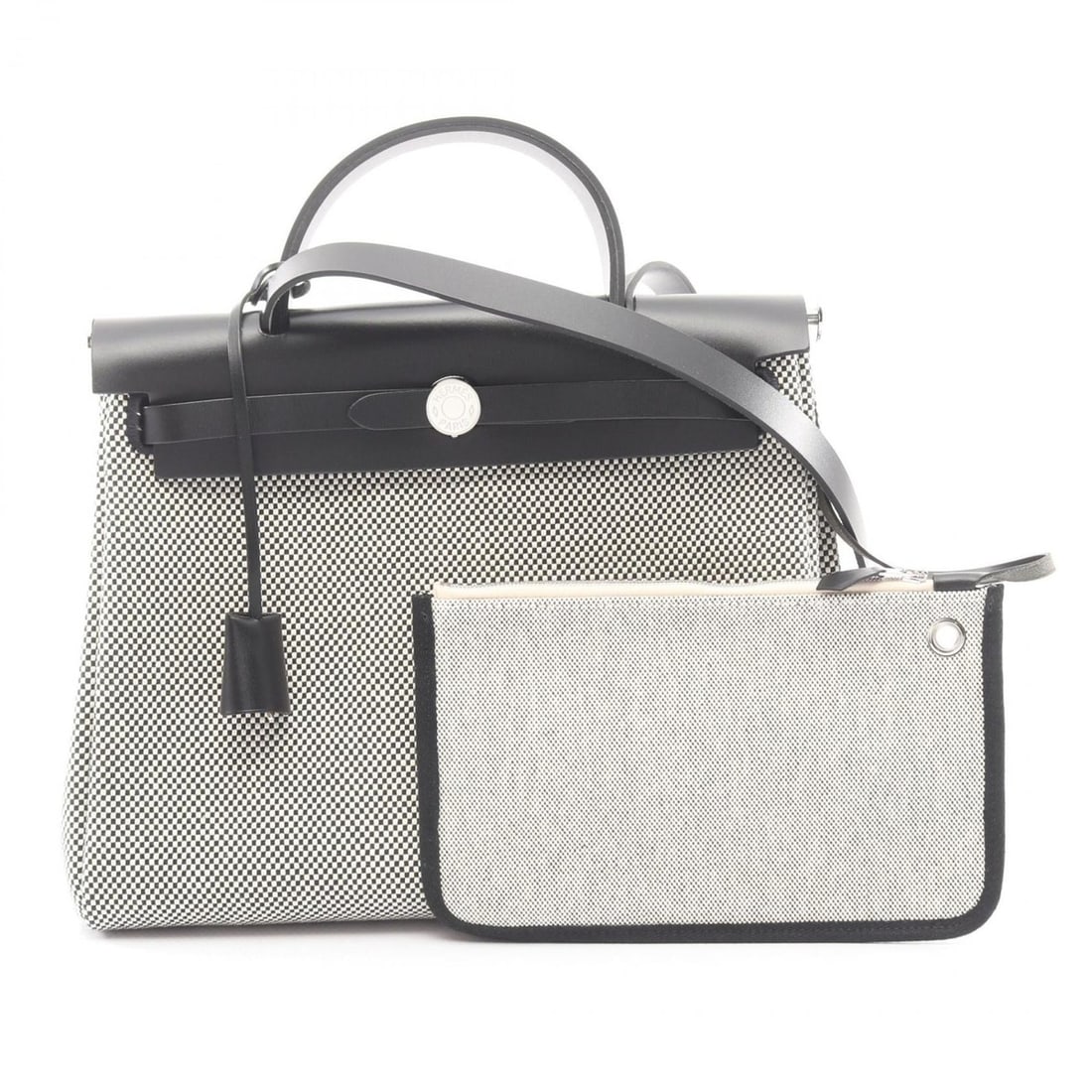 Hermes Hermès Airbag Zip PM Le Tourne Handbag, Leather Toile Chris Viking, Women's, Black and White (1 of 15)