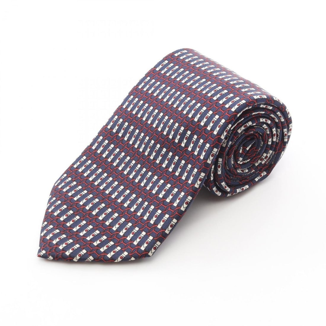 Hermes Hermès silk necktie for men in navy and red. (1 of 16)