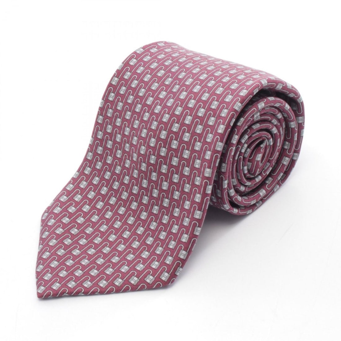 Hermes Hermès Silk Necktie for Men, Bordeaux and Gray, 606086FA (1 of 11)
