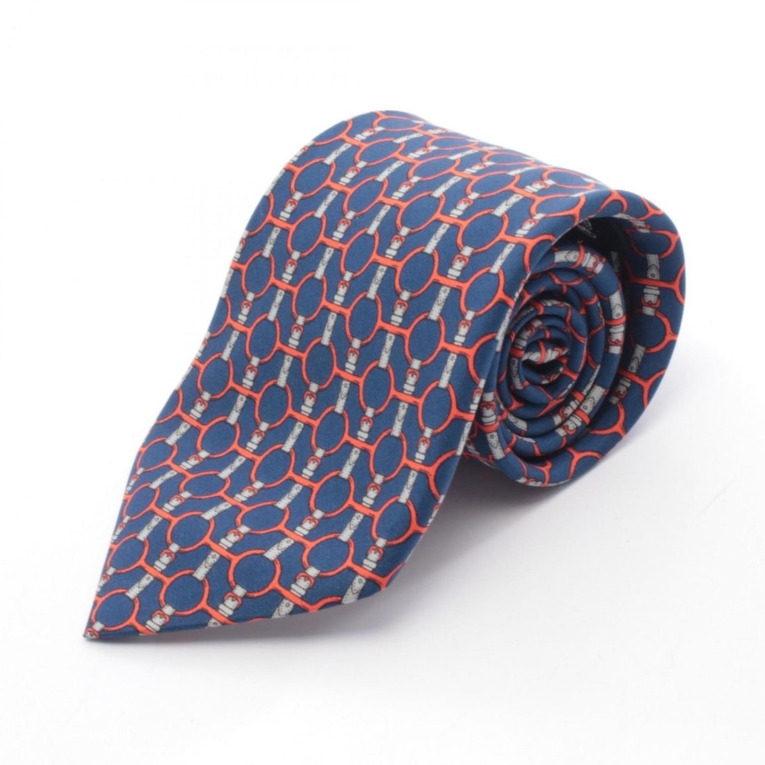 Hermès HERMES Silk Tie for Men, Navy and Red, 627TA (1 of 9)