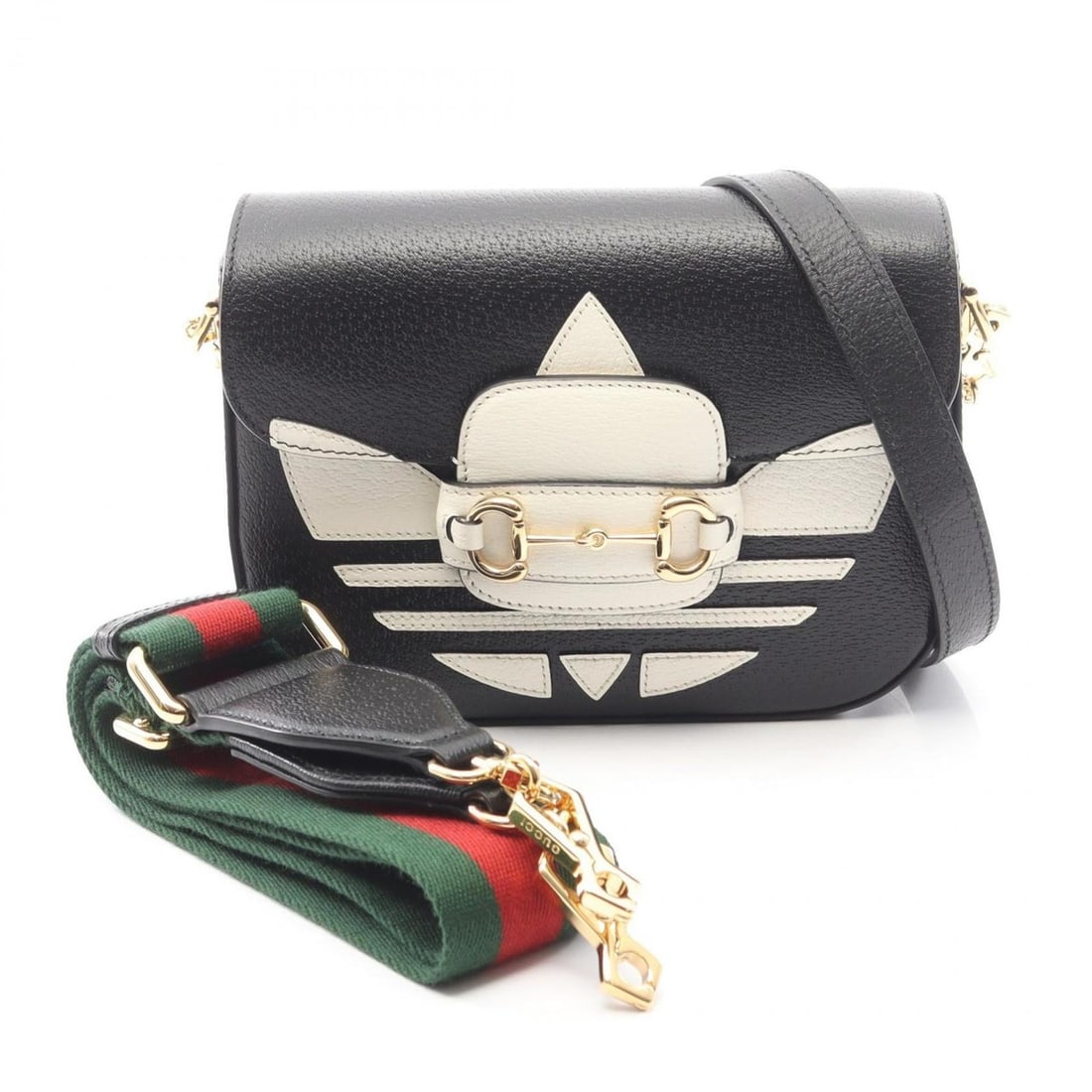Gucci x adidas Horsebit 1955 Leather Shoulder Bag/Handbag, Women's, Black/White, 658574: --- Catalog ---Category: SizeSize (HxWxD): 15cm x 20.5cm x 5cm / 5.9'' x 8.07'' x 1.96''Category: DesignType: Handbag, Shoulder bagColor: Black, WhiteGender: WomenMaterial: Leather Category: GeneralMP