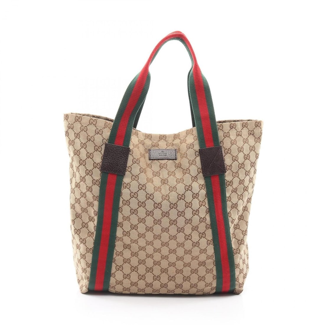 Gucci Sherry Line GG Canvas Tote Bag, Handbag, and Leather, Women's, Beige Brown, 189669 (1 of 13)
