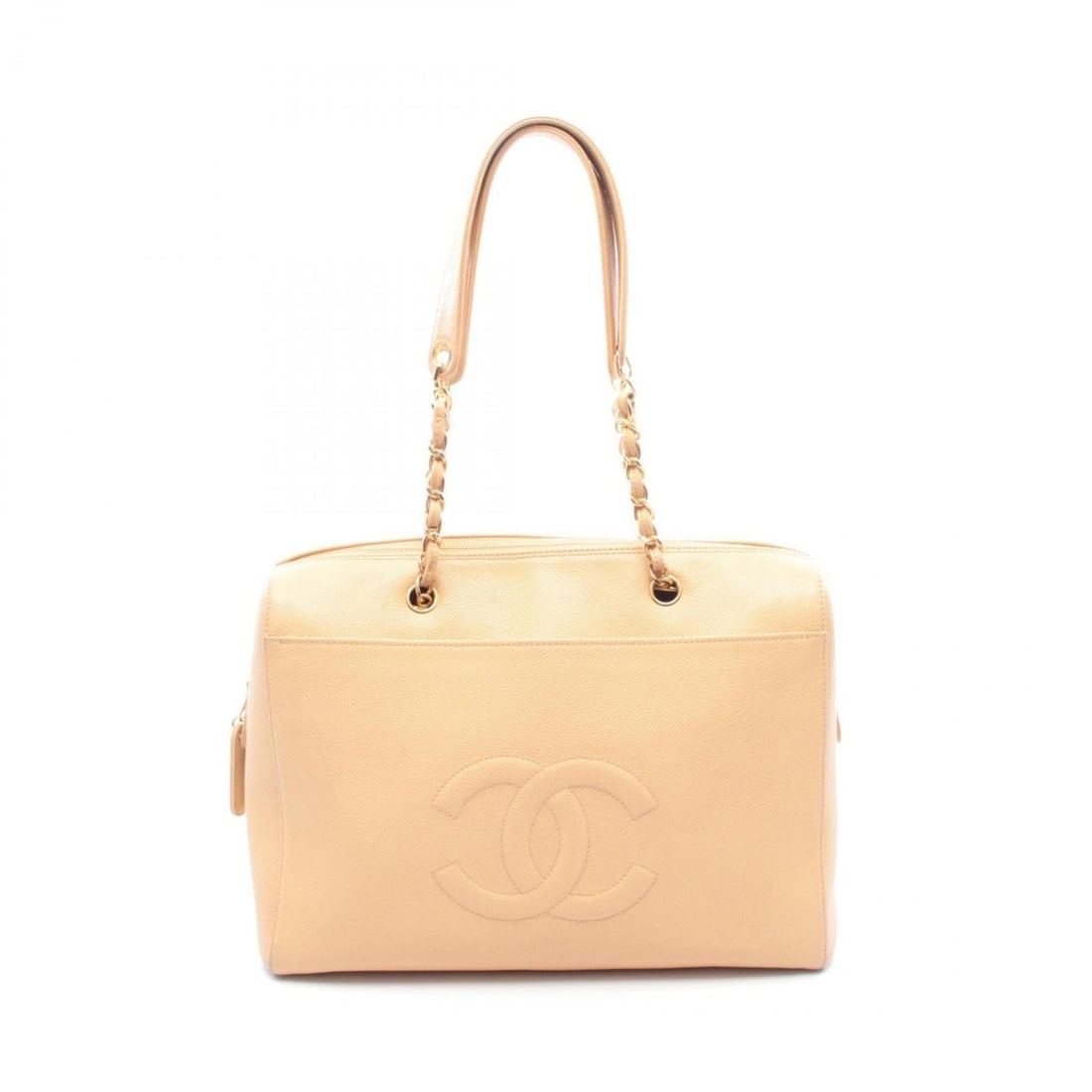 CHANEL Coco Mark Shoulder Bag/Handbag in Grained Calfskin Leather, Beige: --- Catalog ---Category: SizeSize (HxWxD): 24.5cm x 34.5cm x 15cm / 9.64'' x 13.58'' x 5.9''Category: DesignType: Handbag, Shoulder bagColor: BeigeGender: WomenMaterial: Leather Hardware Color: GoldCa