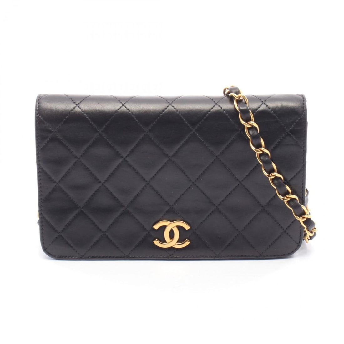 CHANEL Mini Matelasse Full Flap Shoulder Bag/Handbag in Lambskin Leather, Black (1 of 13)