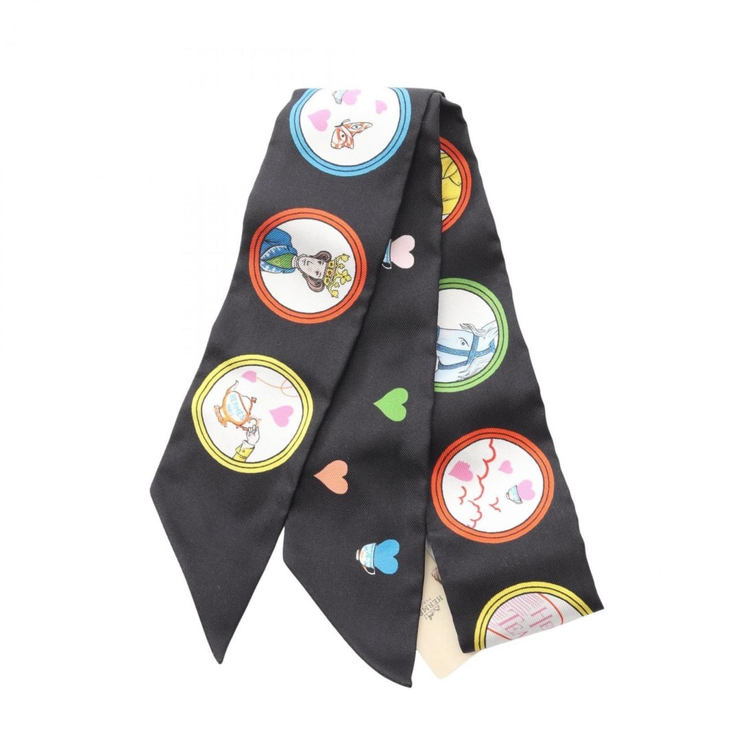 Hermes Hermès Twilly Tea Time Scarf, Silk, Women's, Black, Multicolor: --- Catalog ---Category: SizeSize (LxW): 85cm x 5cm / 33.46'' x 1.96''Category: DesignType: ScarfColor: Black, Multi-colorGender: WomenMaterial: Silk Category: GeneralBrand: Hermes--- Item List ---Sec
