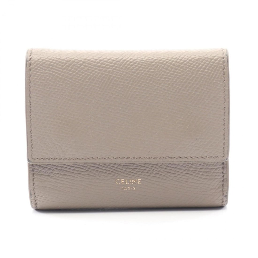 Celine Small Trifold Wallet, Leather, Women's, Beige, 10B573 (1 of 10)