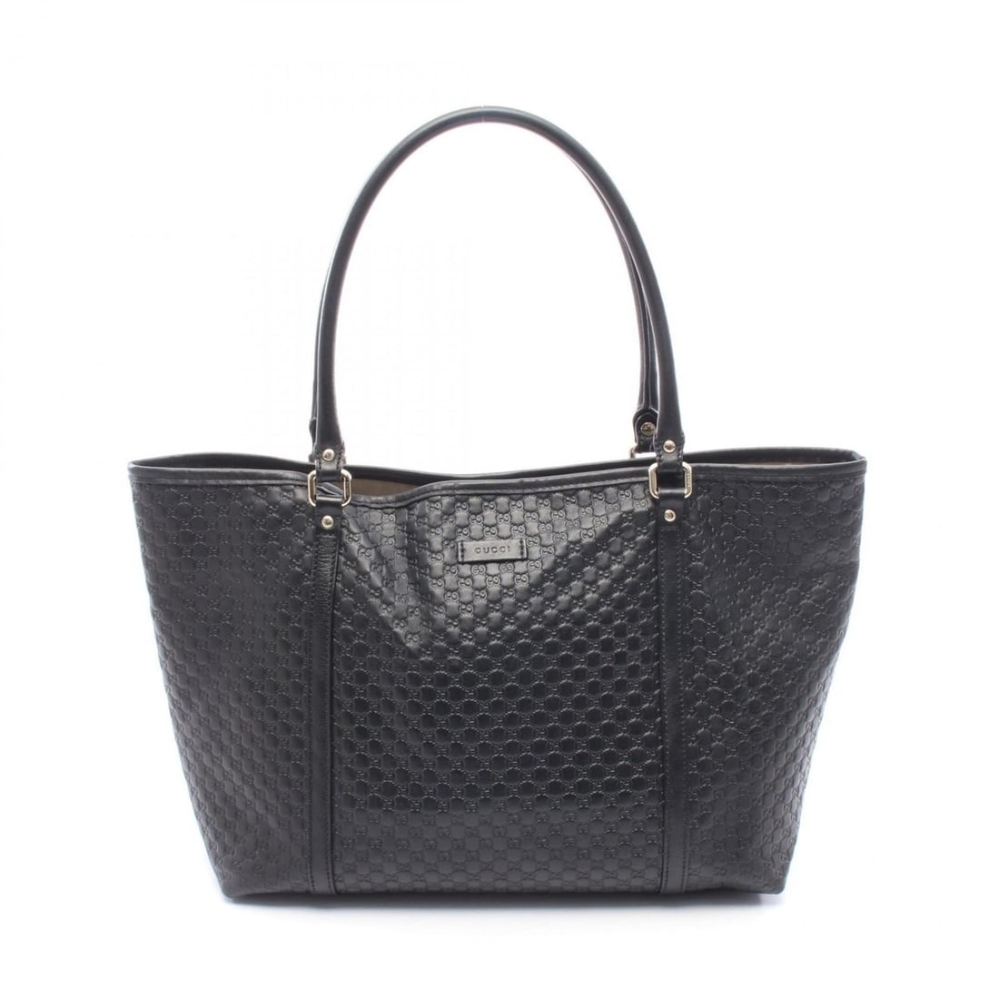 Gucci Micro Guccissima Tote Bag, Leather, Women's, Black, 449647 (1 of 15)