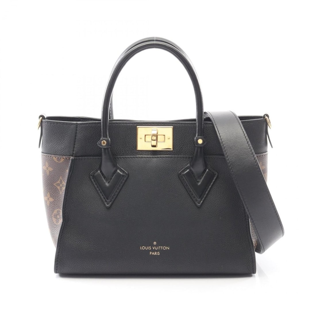 Louis Vuitton On My Side PM Handbag, Leather, Coated Canvas, Monogram, Women's, Black, Brown, M57728: --- Catalog ---Category: SizeSize (HxWxD): 19cm x 25cm x 12cm / 7.48'' x 9.84'' x 4.72''Category: DesignType: HandbagColor: Black, Brown, NoirGender: WomenMaterial: Monogram , Leather , PVC Category: