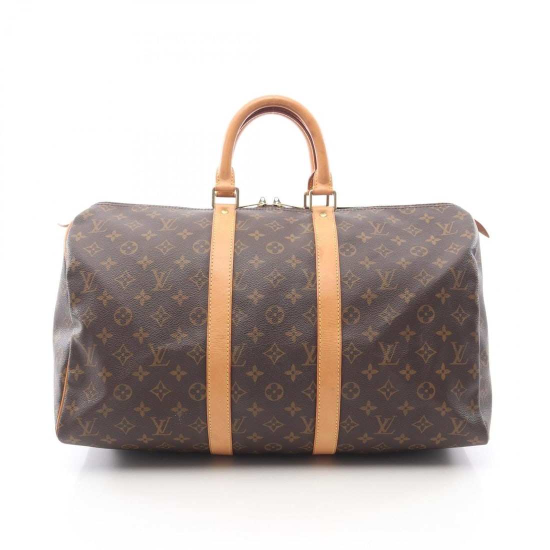 Louis Vuitton Keepall 45 Boston Bag, Handbag, Coated Canvas and Leather, Monogram, Men's Women's,: --- Catalog ---Category: SizeSize (HxWxD): 26cm x 46cm x 20cm / 10.23'' x 18.11'' x 7.87''Category: DesignType: Boston bag, HandbagColor: BrownGender: Men,WomenMaterial: Coated canvas , PVC , Monogram