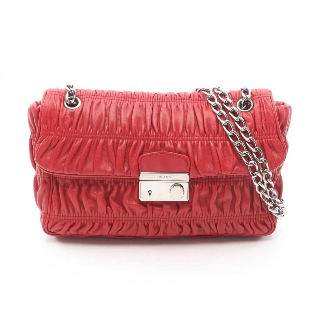 Prada Nappa Gaufre' Shoulder Bag/Handbag in Leather, Women's, Red (1 of 20)