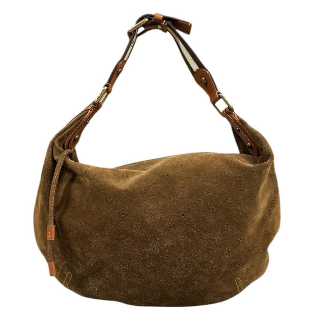 Pre-owned Louis Vuitton Onata GM Monogram Suede Shoulder Bag, M95120, Brown, Women's (1 of 13)