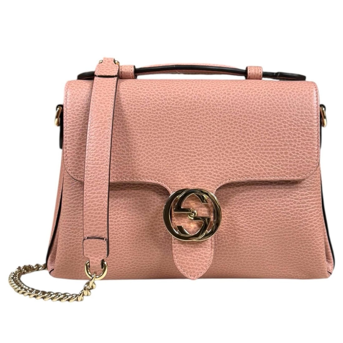 Gucci Interlocking G Shoulder Bag, Leather 510302, Pink, Women's, Pre-owned, 2-Way, Chain (1 of 16)