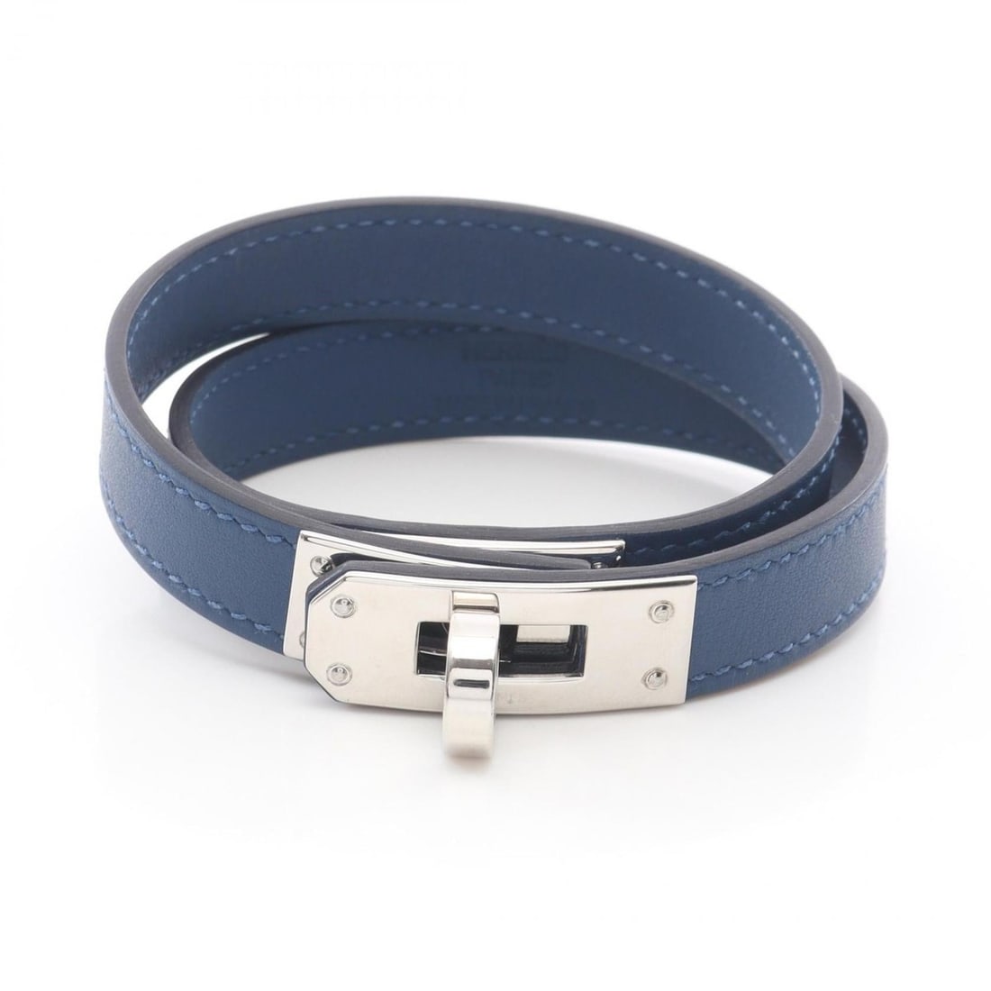 Hermes Hermès Kelly Double Tour Bracelet, Stainless Steel, Swift Leather, Women's, Navy Blue, (1 of 12)