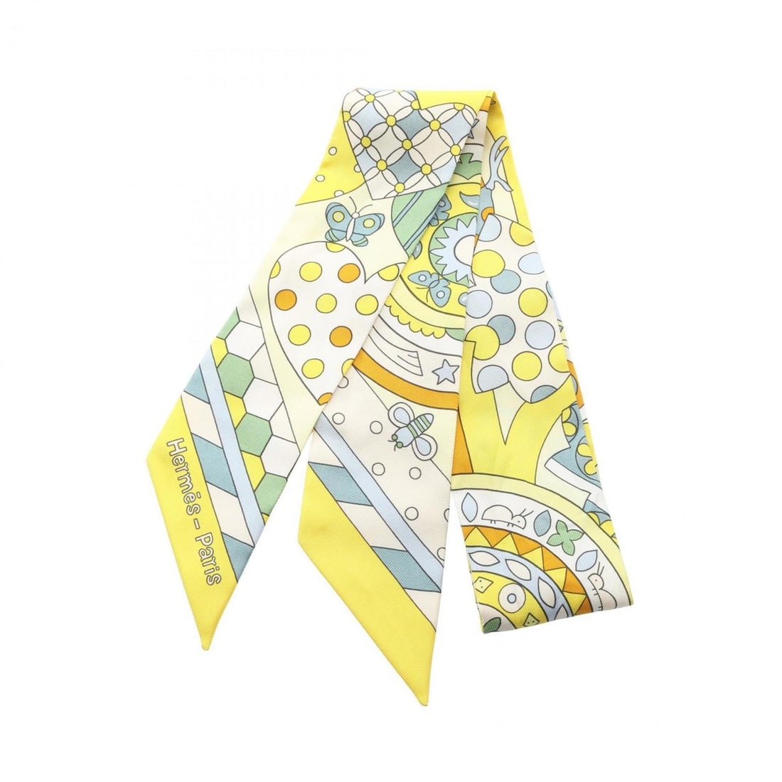 Hermes Hermès Twilly "Les Murmures de la Foret" Scarf, Silk, Women's, Yellow, Multicolor (1 of 16)