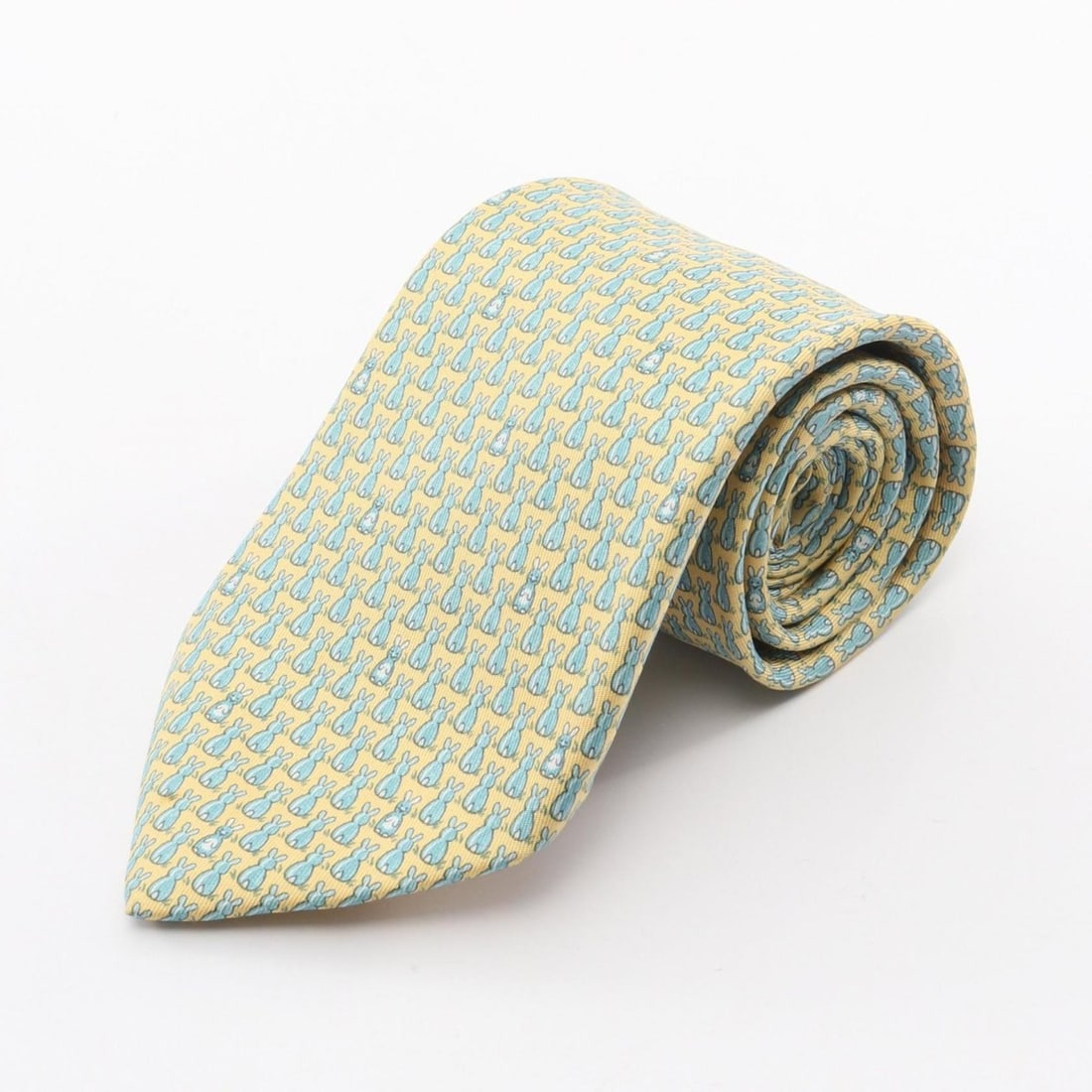 Hermes HERMES tie, silk, men's clothing, yellow and green (1 of 14)