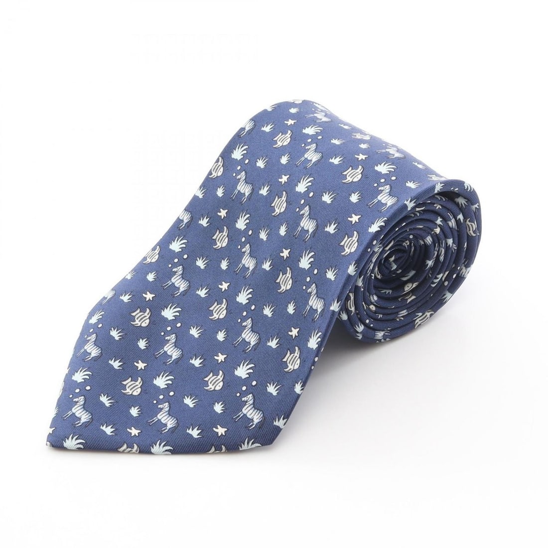 Hermes Hermès silk necktie for men in navy and blue. (1 of 20)