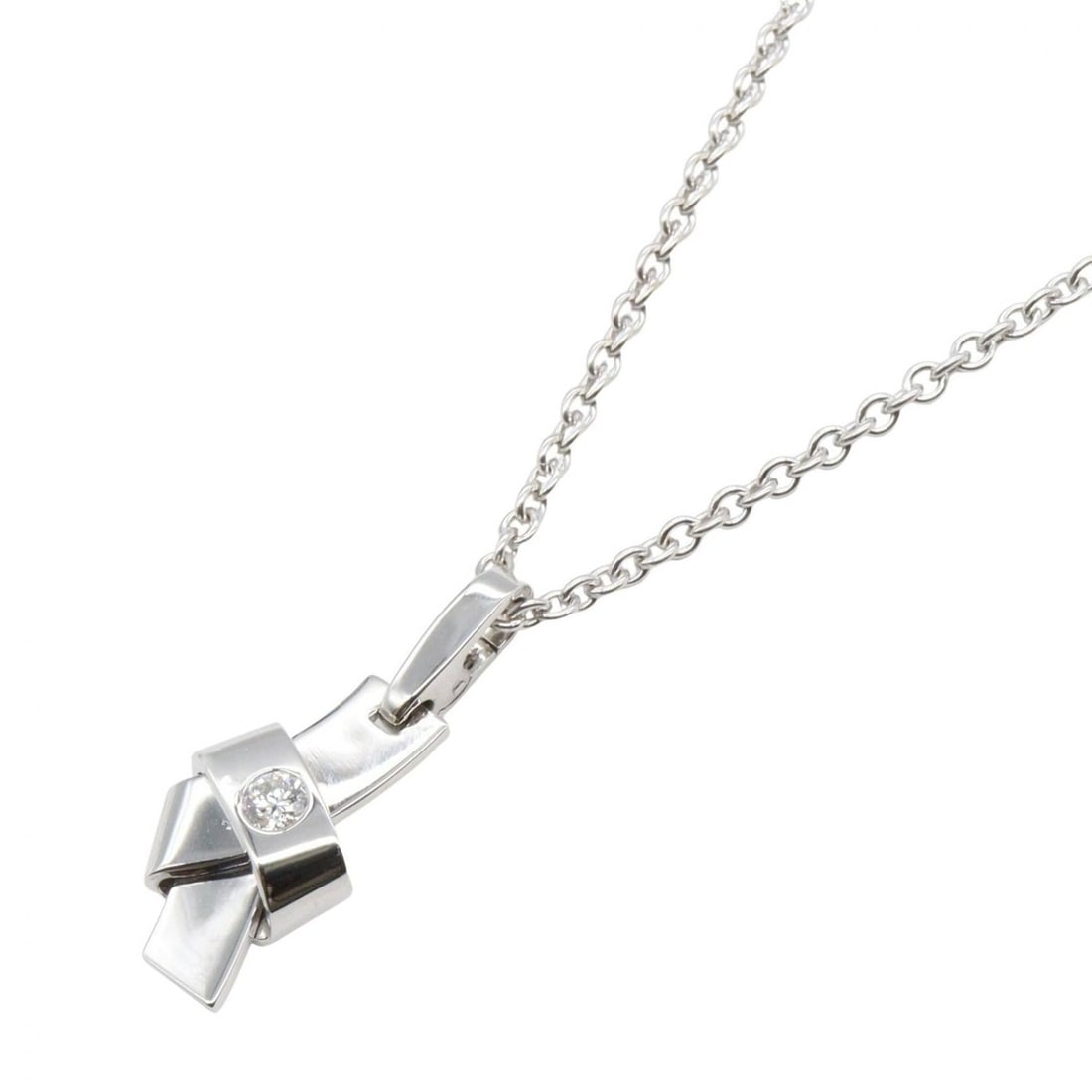 Cartier Knot Necklace, 18K White Gold with Diamonds, 13.3g, Women's, Silver, Clear: --- Catalog ---Category: SizePendant Size: 27mm x 11mm / 1.06'' x 0.43''Neck Circumference: 42 cm / 16.53''Category: DesignColor: White goldStone: DiamondGender: WomenMaterial: White gold (18K)Necklac