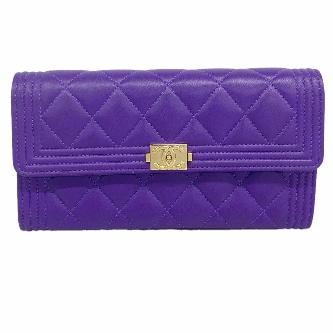 Chanel Boy's Long Wallet, Lambskin, Purple Champagne, Women's (1 of 17)