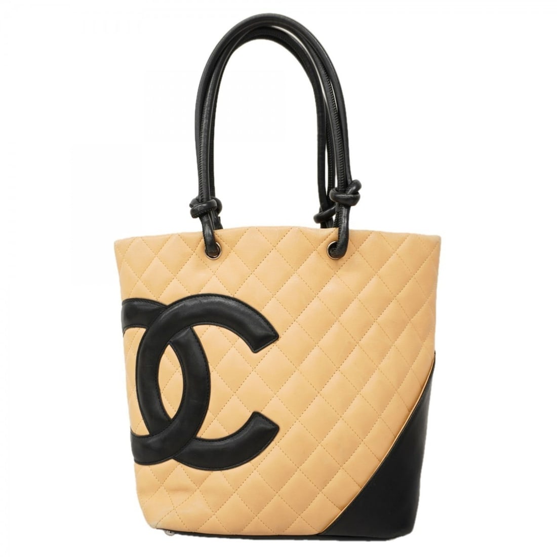Chanel Cambon Tote Bag, Beige, Black, Women's: --- Catalog ---Category: SizeSize (HxWxD): 24.5cm x 20.5cm x 11.5cm / 9.64'' x 8.07'' x 4.52''Category: DesignType: Tote bagColor: Beige, BlackGender: WomenMaterial: Leather Hardware Color: SilverLeat