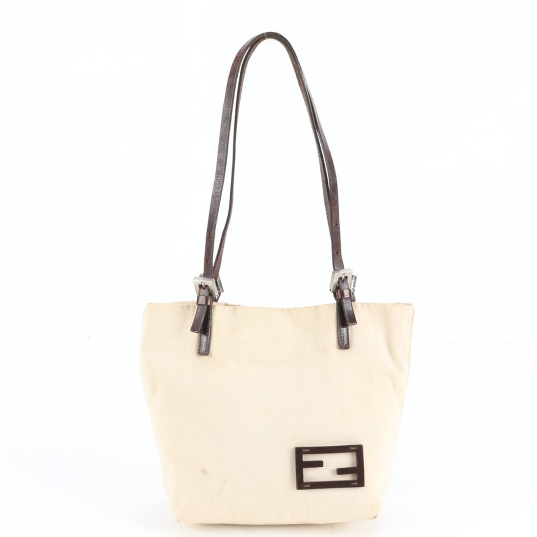 Fendi FF Leather Canvas Tote Bag Shoulder Handbag Beige Women's: --- Catalog ---Category: SizeSize (HxWxD): 20cm x 18cm x 10cm / 7.87'' x 7.08'' x 3.93''Handle Length: 53cm / 20.86''Category: DesignType: Shoulder bag, Tote bagColor: Beige, BrownGender: WomenMateria