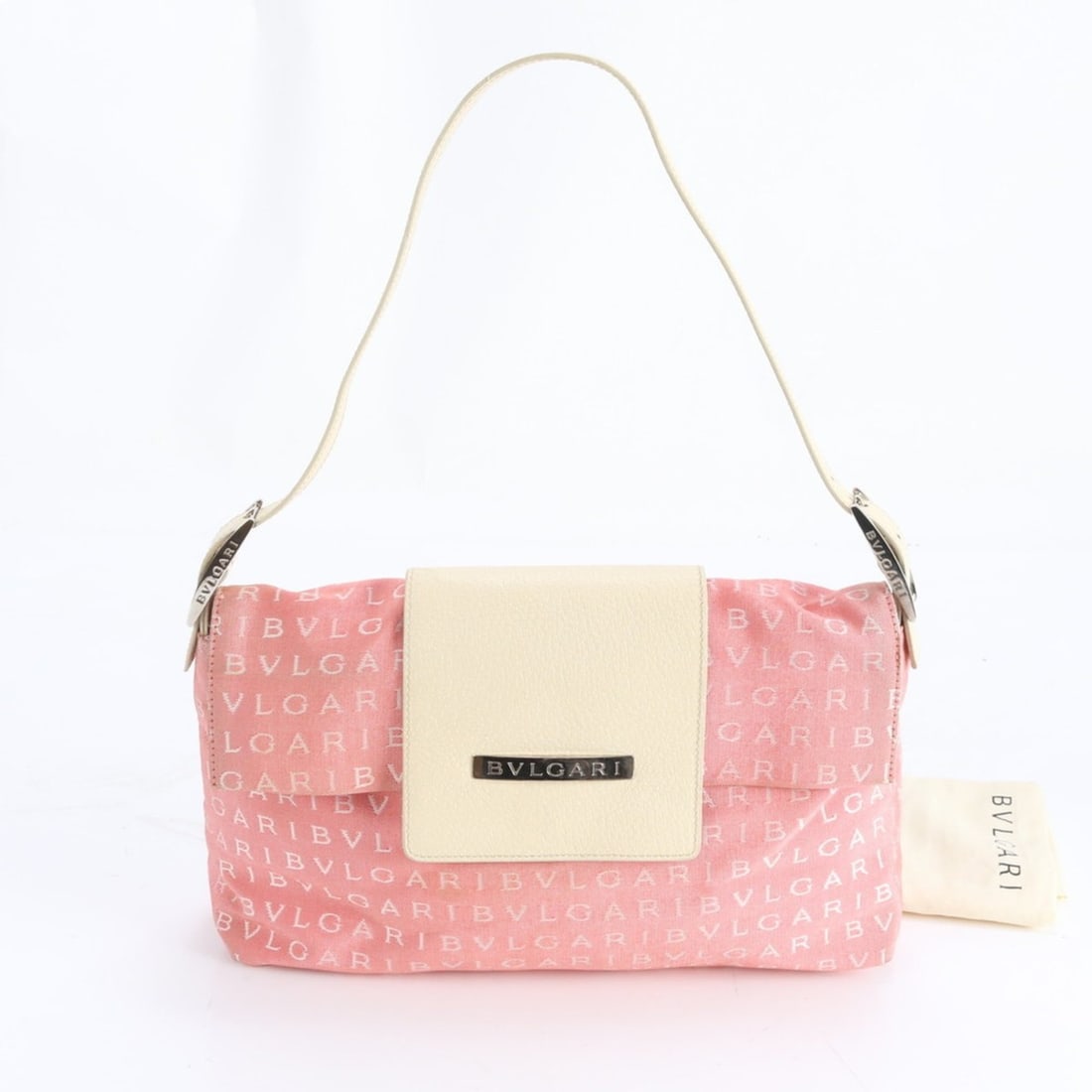 Bvlgari Logomania Leather Canvas Shoulder Bag, Pink, Women's (1 of 18)