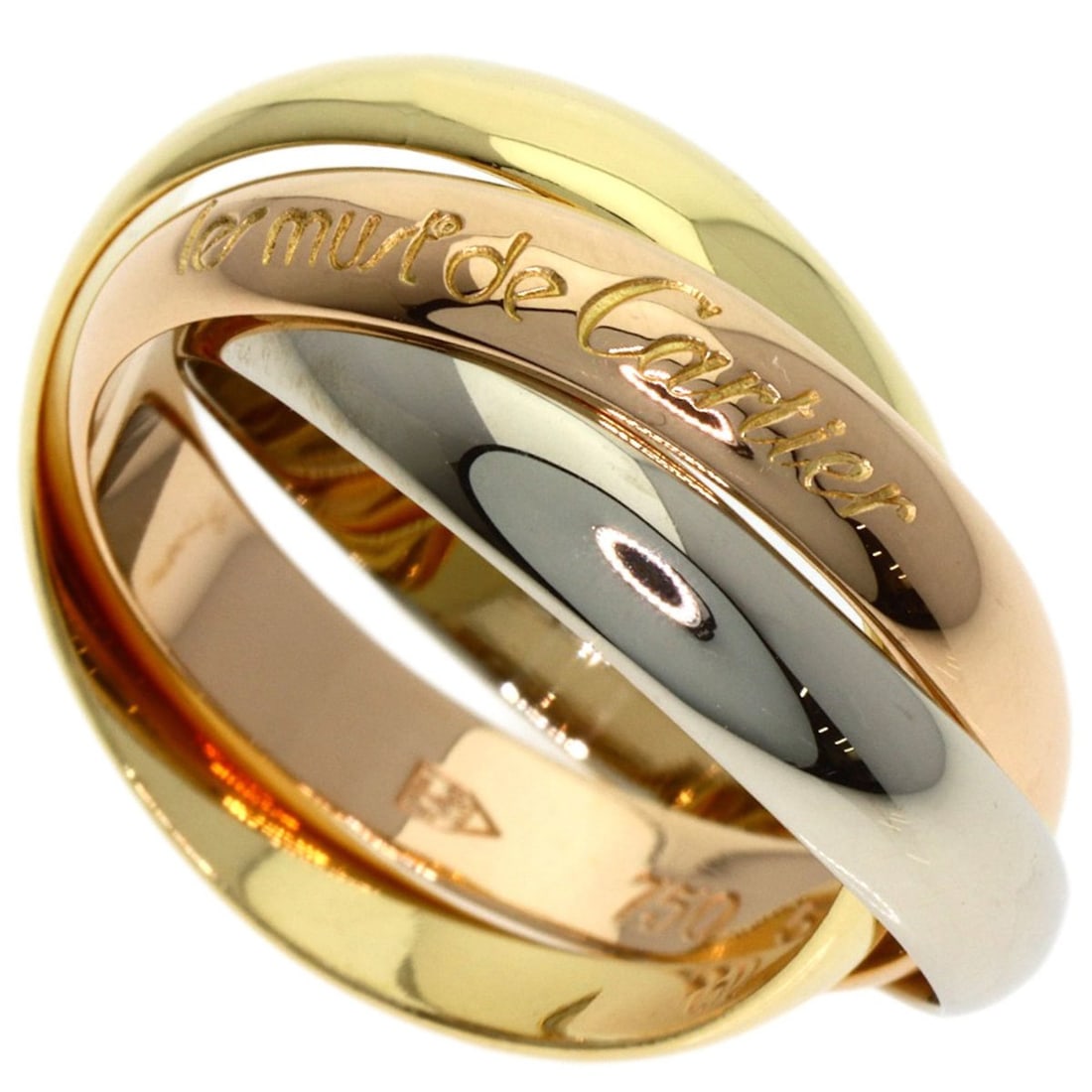 Cartier Trinity #51 Ring, 18K Yellow Gold/18KPG/18KWG, Women's: --- Catalog ---Category: SizeWidth: 3.3mm / 0.13''Weight: 7.3g / 0.25oz.JP Size: 11US Size: 6Category: DesignType: Band ringGender: WomenMaterial: Pink gold (18K), White gold (18K), Yellow gold (18K)C