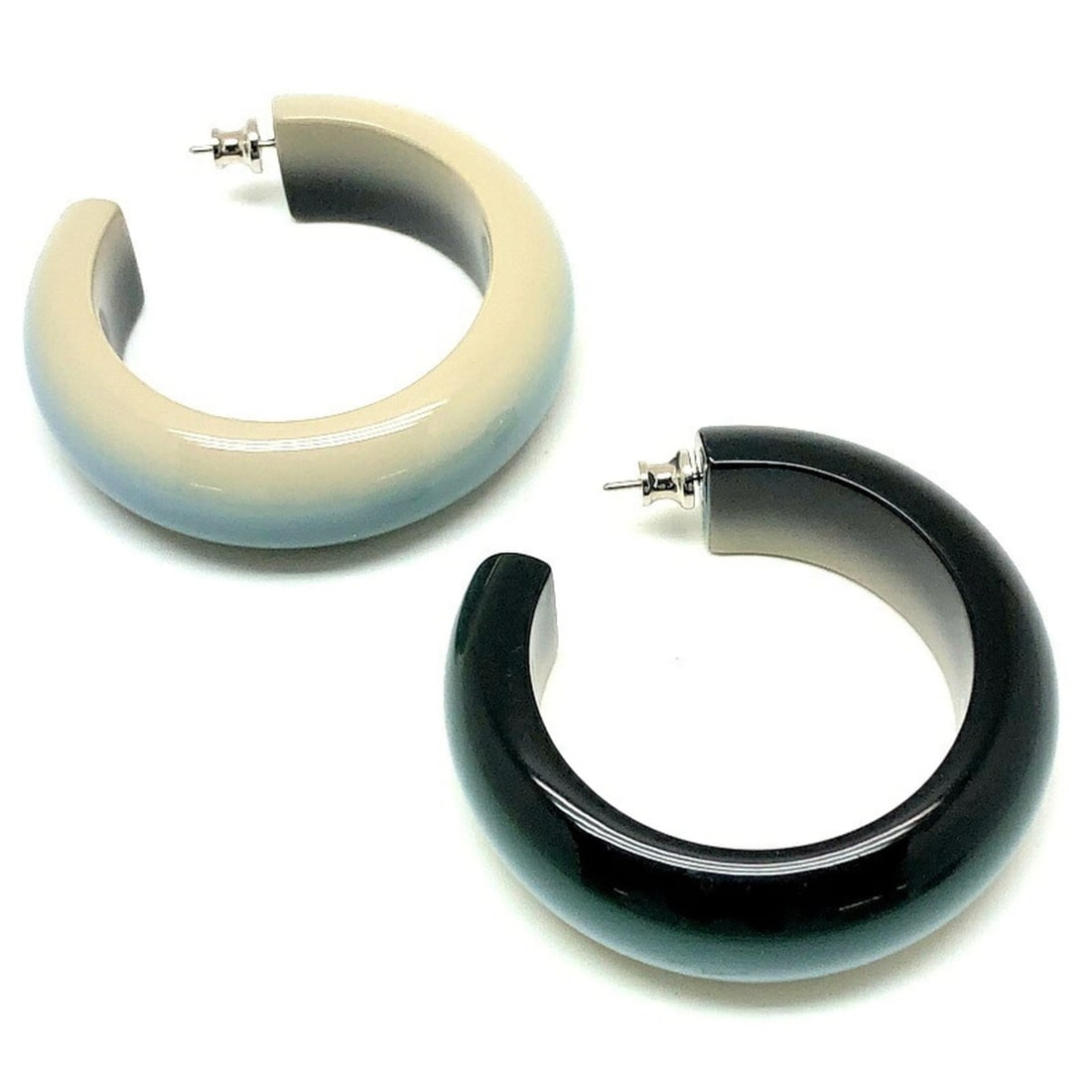 HERMES Fusion GM Lacquer Gradient Multicolor Earrings, Made in Vietnam, Mikunigaoka Store (1 of 11)