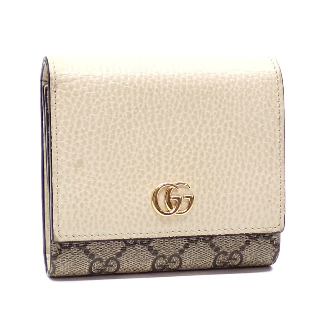 Gucci Bifold Wallet GG Marmont Women's Ivory Beige PVC 598587 Supreme (1 of 13)