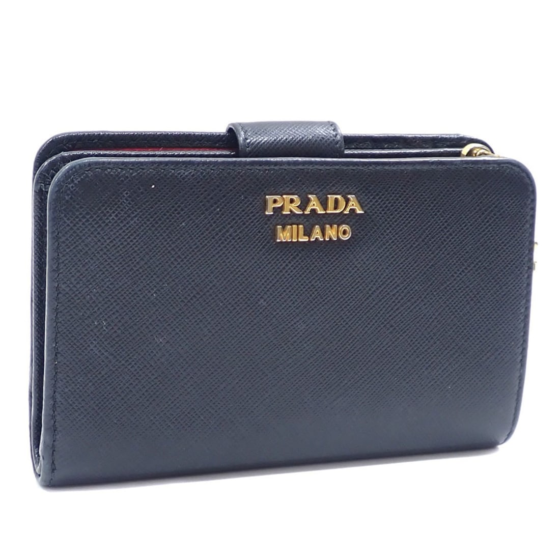 Prada women's bifold wallet, black, Saffiano leather, L-shaped (1 of 10)