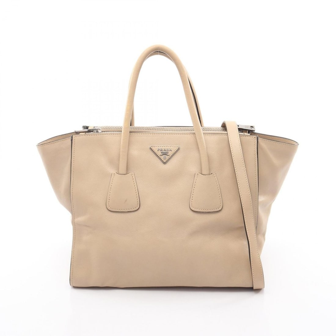 Prada GLACE'CALF handbag, leather, women's, beige, BN2619 (1 of 10)