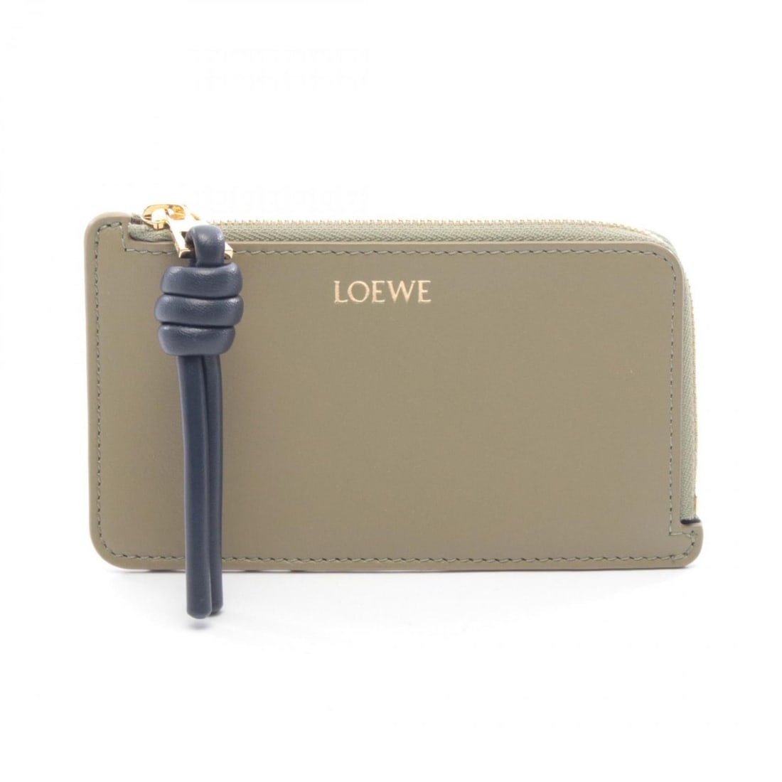 LOEWE Knot Coin and Card Holder Wallet, Leather, Women's, Khaki Navy, CEM1Z40X02 (1 of 10)