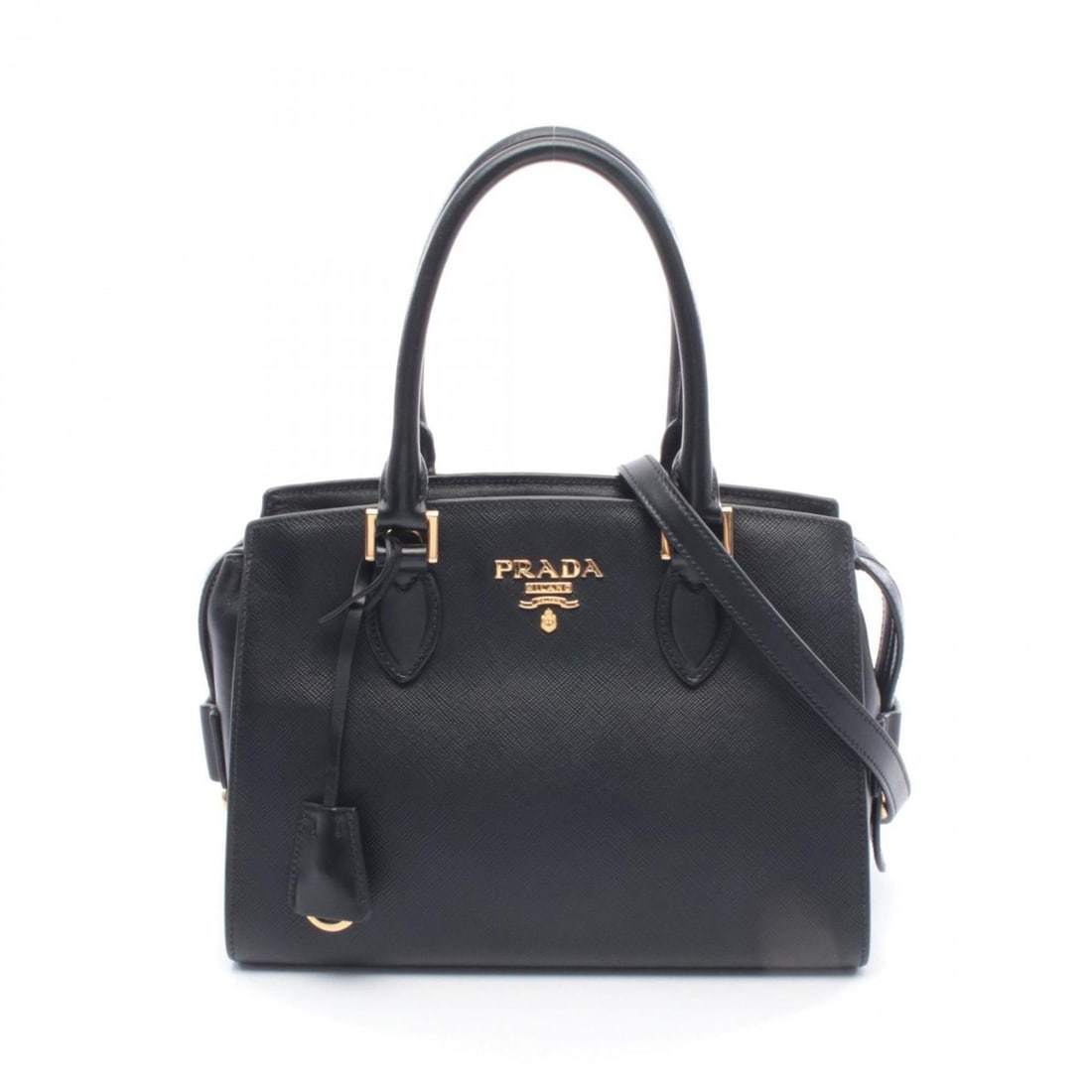 Prada SAFFIANO + SOFT C Handbag, Leather, Women's, Black, 1BA164 (1 of 12)