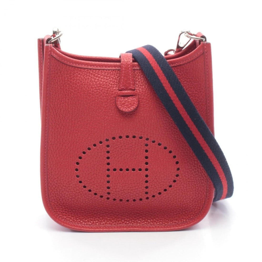 Hermes Hermès Evelyn TPM shoulder bag/handbag in Taurillon Clemence leather, red for women: --- Catalog ---Category: SizeSize (HxWxD): 18cm x 16.5cm x 5.5cm / 7.08'' x 6.49'' x 2.16''Category: DesignType: Handbag, Shoulder bagColor: Red color, Rouge casaqueGender: WomenMaterial: Taurillon cl