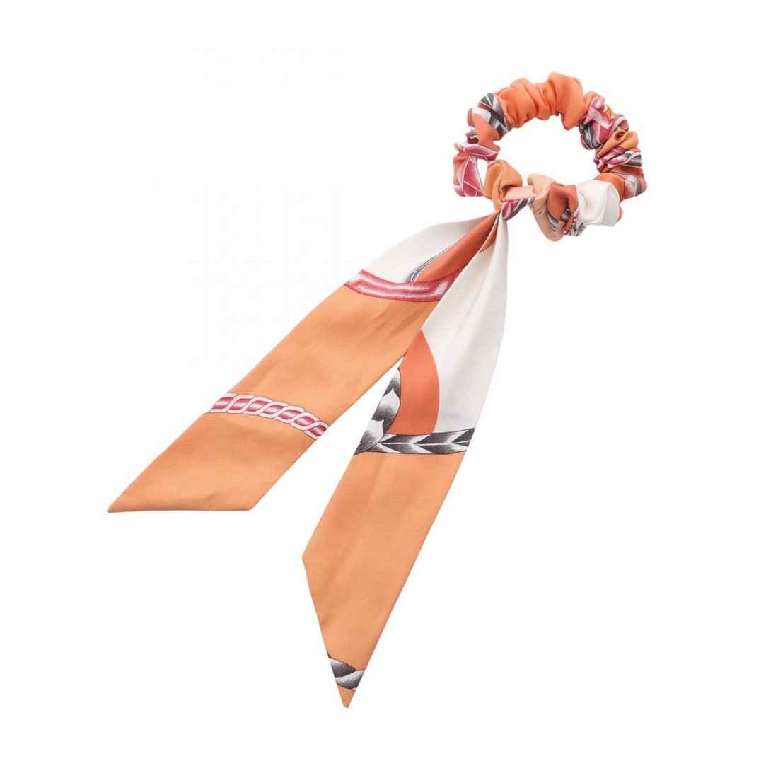 Hermes Hermès Bella Scrunchie, Silk, Women's, Orange, Multicolor (1 of 10)