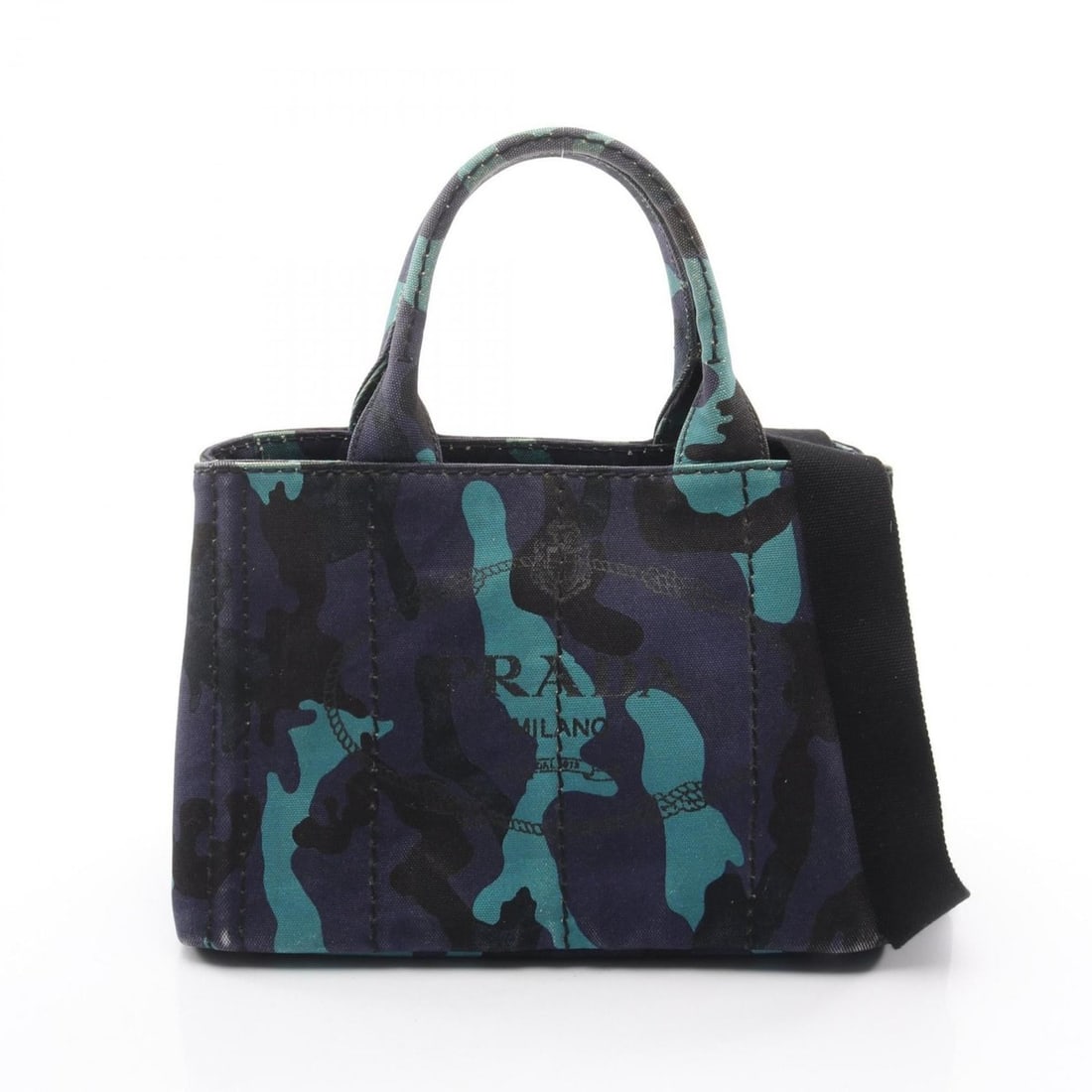 Prada Canapa Tote Bag, Canvas Handbag, Women's, Navy, Blue, Black, 1BG439 (1 of 18)