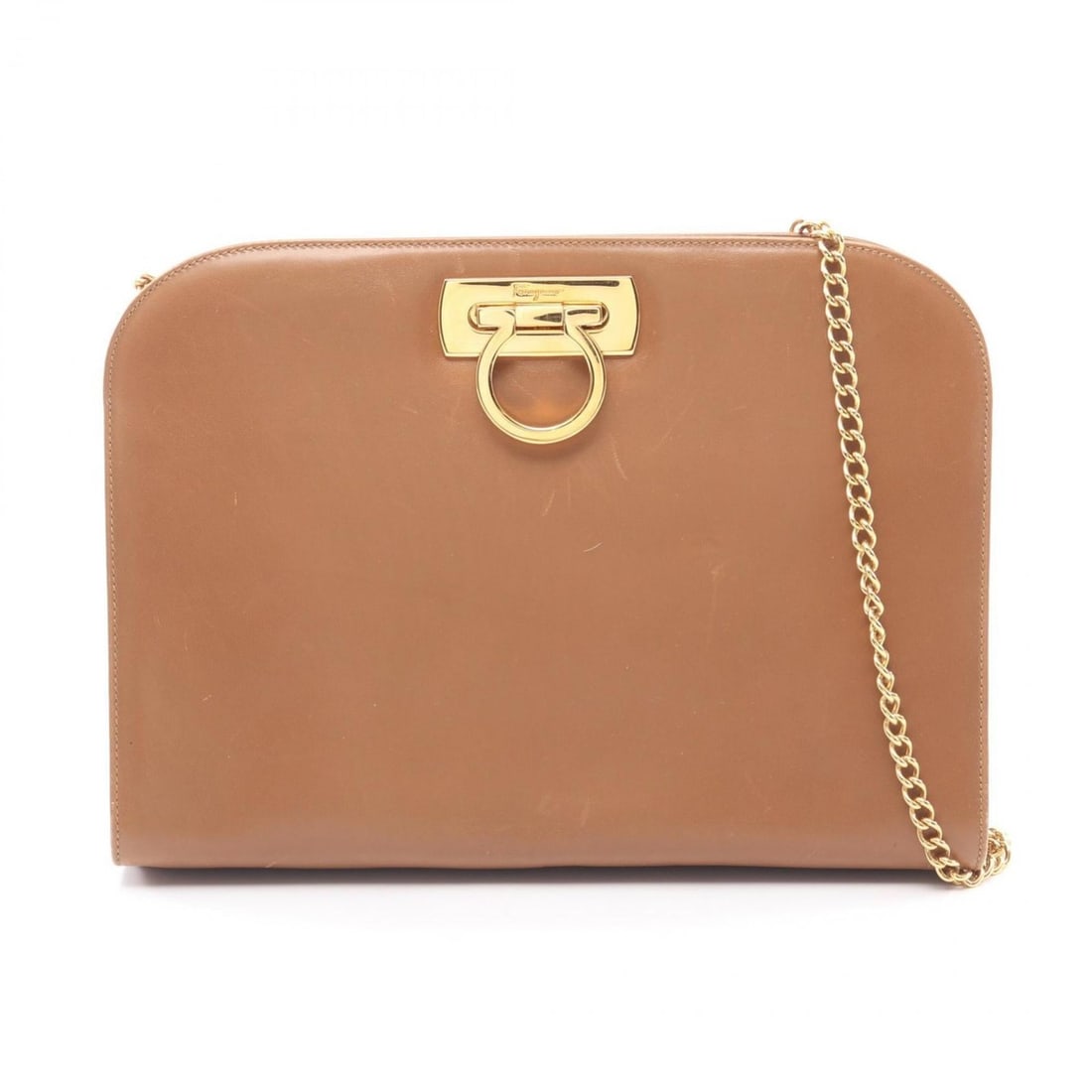 Salvatore Ferragamo Gancini Shoulder Bag/Handbag, Leather, Women's, Brown, 21 0587 (1 of 10)