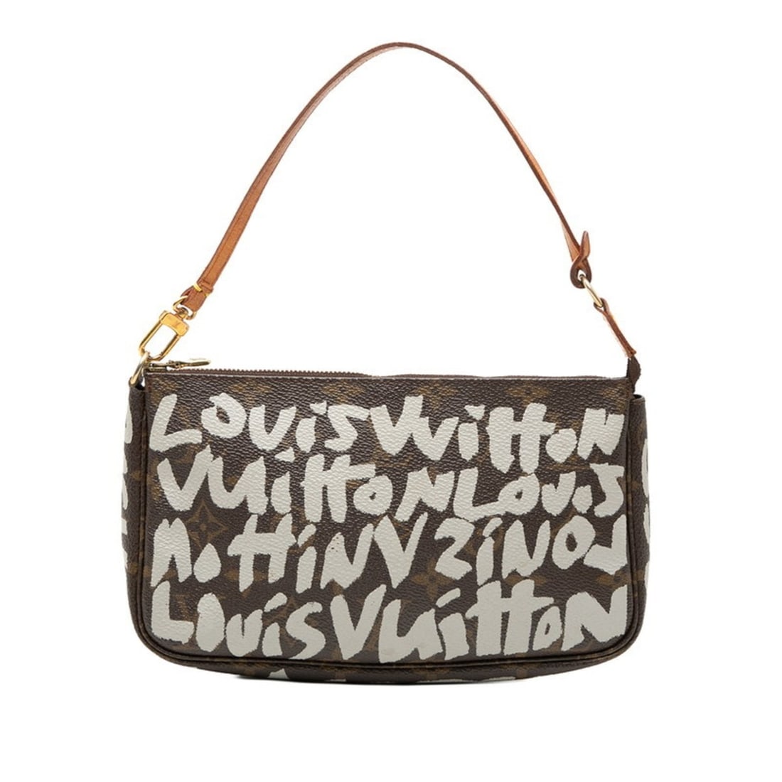 Louis Vuitton Monogram Graffiti Pochette Accessory Pouch Handbag M92192 White Brown Leather Women's: --- Catalog ---Category: SizeSize (HxWxD): 13cm x 22cm x 2.8cm / 5.11'' x 8.66'' x 1.1''Category: DesignType: Handbag, Pochette, PouchColor: Brown, Monogram, WhiteGender: WomenMaterial: PVC , Leather
