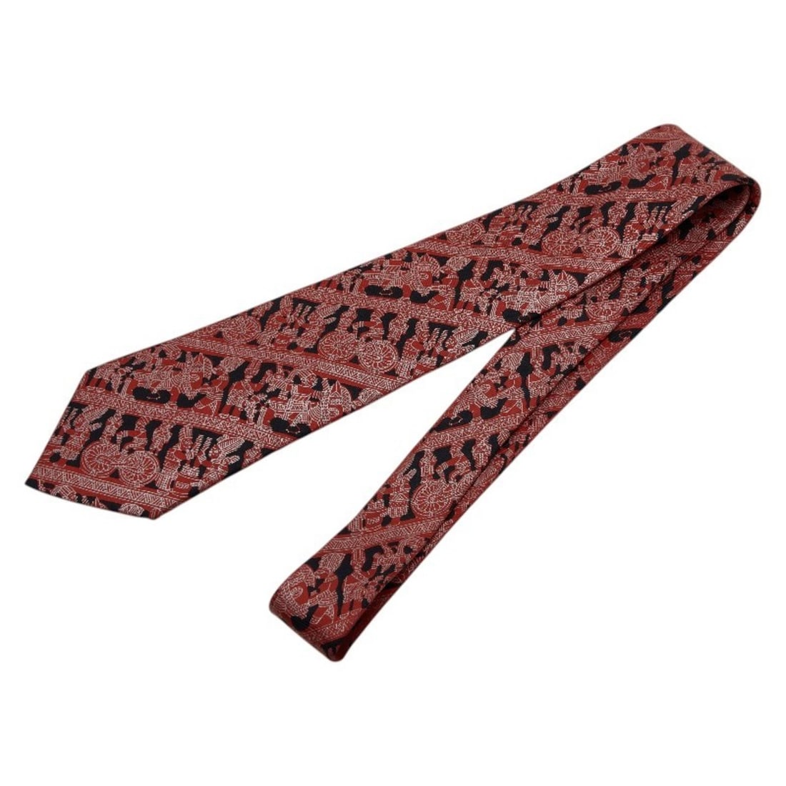 Hermes all-over print tie in red and black silk for men: --- Catalog ---Category: SizeTotal Length: 147cm / 57.87''Category: DesignType: CravatColor: Black, Red colorGender: MenMaterial: Silk Category: GeneralBrand: Hermes--- Item List ---Section: Condition