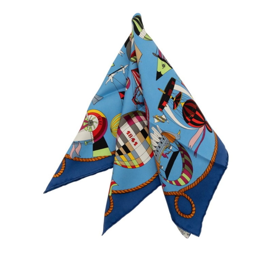 Hermes Hermès Carré 45 Petit "Les Folies du Ciel" Scarf, Blue Multicolor Silk, Women's (1 of 8)