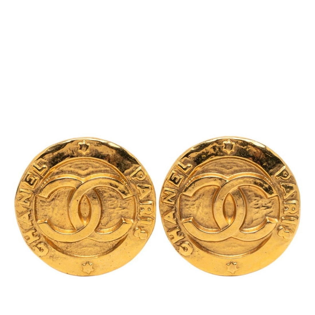 CHANEL Coco Mark Vintage Earrings, Gold Plated, Women's (1 of 19)