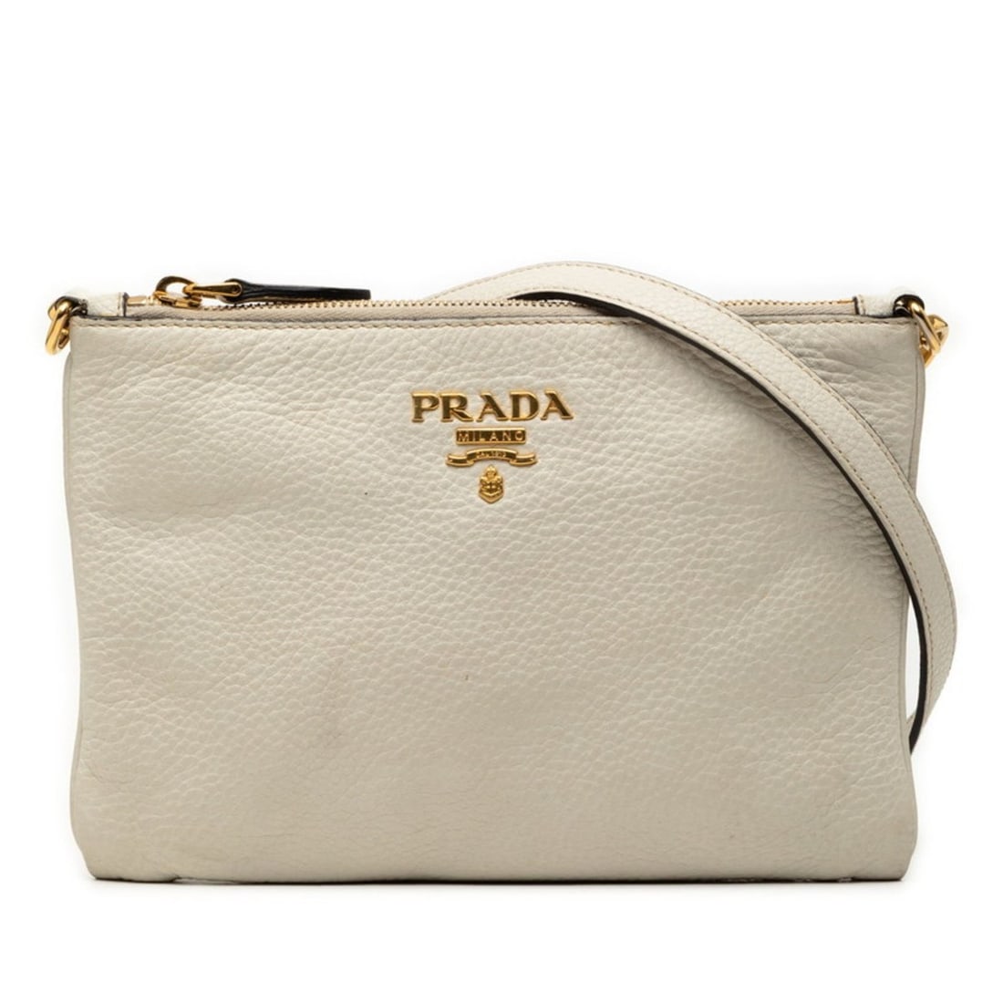 Prada crossbody shoulder bag in white leather for women (1 of 12)