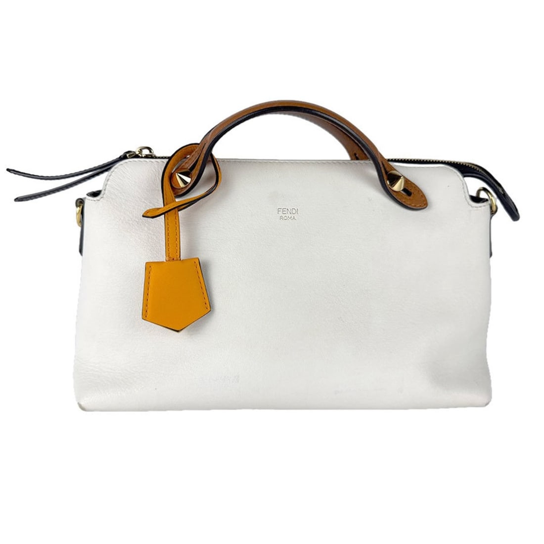 Fendi By the Way Leather Handbag Shoulder Bag in Off-White, Brown, Orange, and Gold. Women's. Free: --- Catalog ---Category: SizeSize (HxWxD): 17cm x 28cm x 12cm / 6.69'' x 11.02'' x 4.72''Strap Length: 137cm / 53.93''Handle Length: 22cm / 8.66''Category: DesignType: Handbag, Shoulder bagColor: Brow